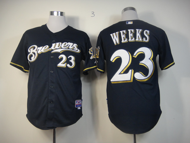 Men Milwaukee Brewers 23 Weeks Blue MLB Jerseys